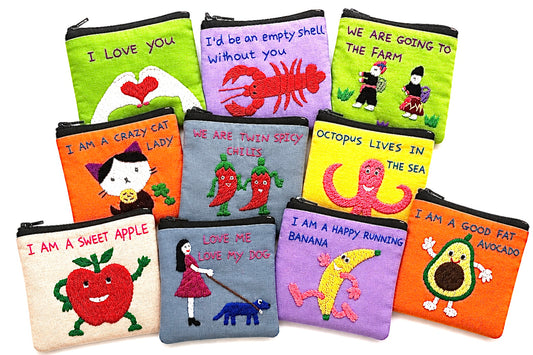 "Chalee" Small Hand Embroidered Pouches by Hmong Youth in Laos