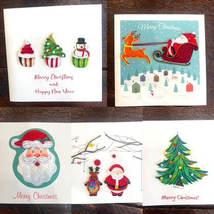 Quilling Cards for Christmas, handmade with strips of paper