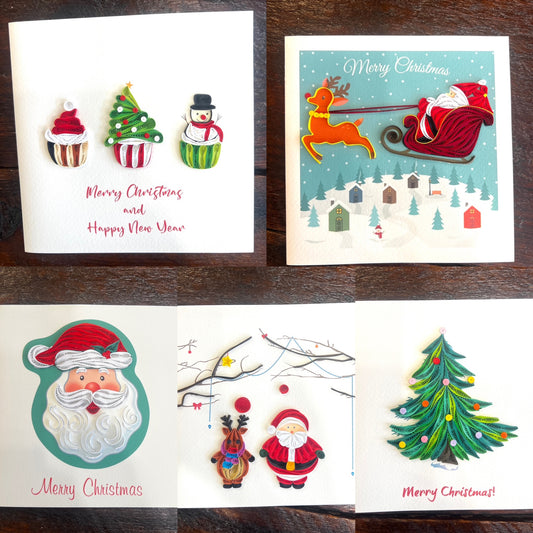 Quilling Cards for Christmas, handmade with strips of paper