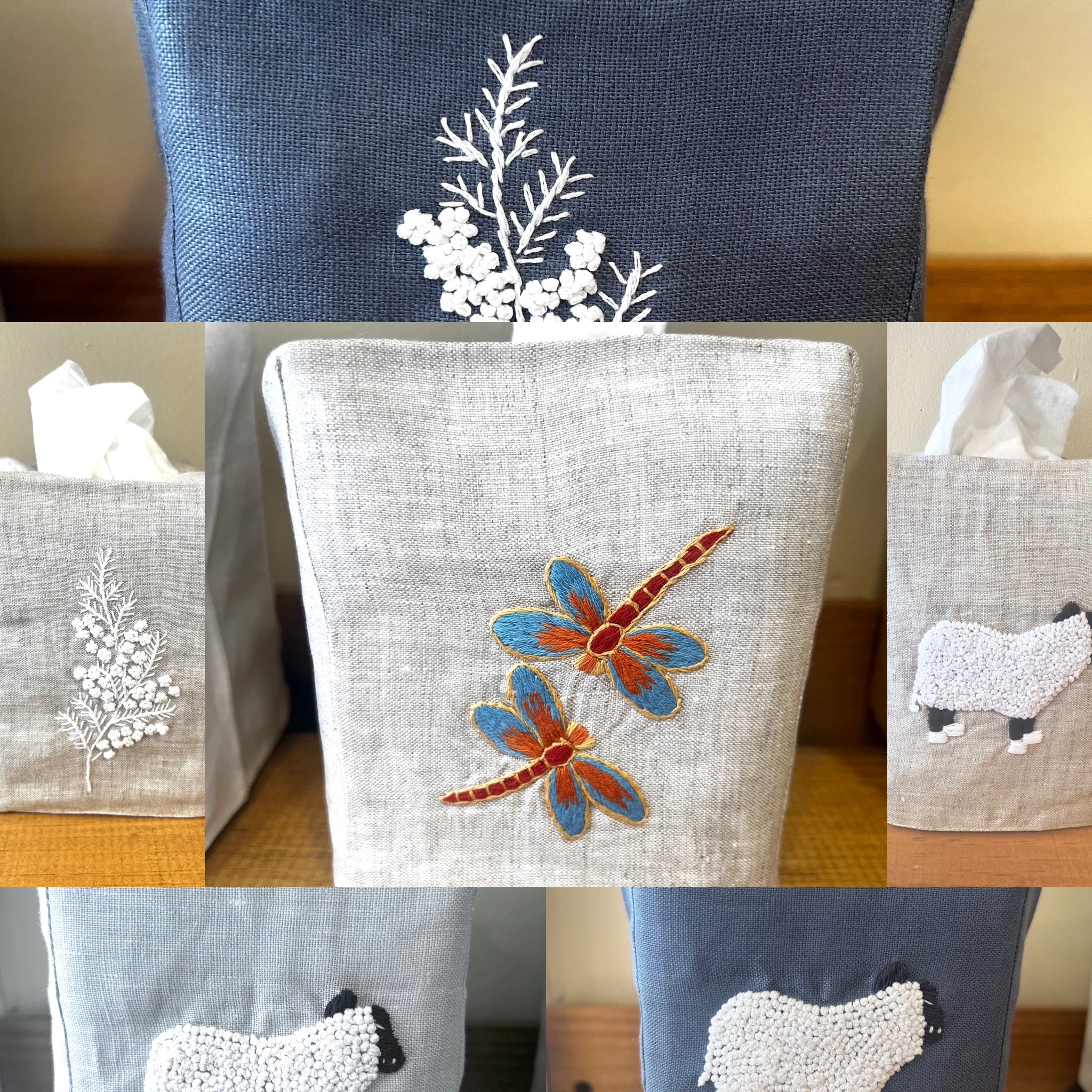 Hand Embroidered Tissue Box Covers