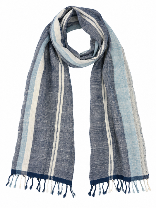 Scarf "Cape Cod", 76" x 30", 100% cotton handwoven in Laos