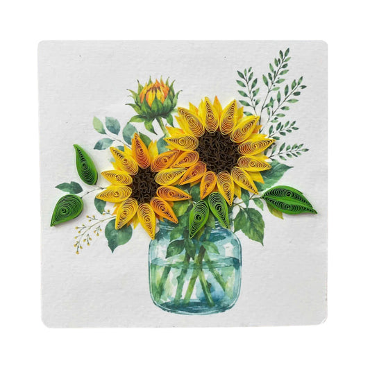 Quilling- "Happy Birthday Sunflowers" Card and Magnet