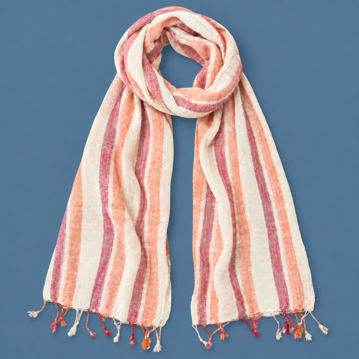 "Sedona" Cotton Scarf, 70" x 26", handwoven in Laos