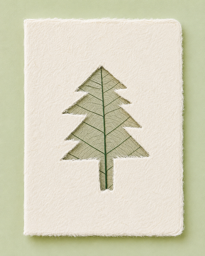 Mulberry Paper Notecards w/ Dyed Leaves and Frayed Edges