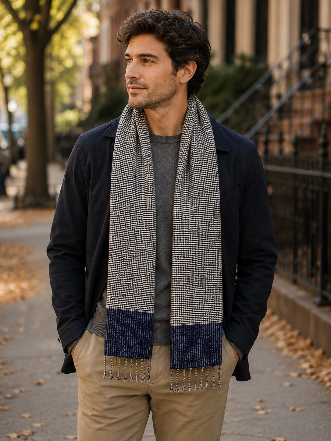 Handwoven Cotton Scarves in "Houndstooth" pattern, from Cambodia