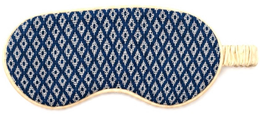 “Chie” Eye Mask, handwoven cotton w/ small diamonds pattern