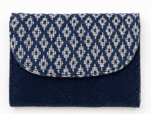 “Chie” Card Holder, handwoven cotton w/ small diamonds pattern