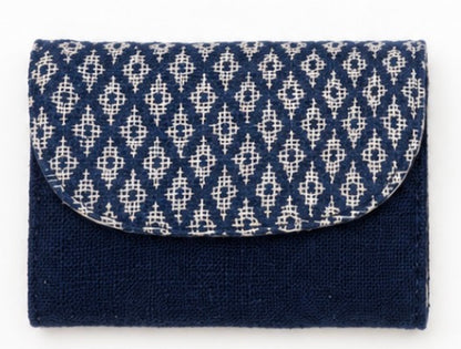 “Chie” Card Holder, handwoven cotton w/ small diamonds pattern