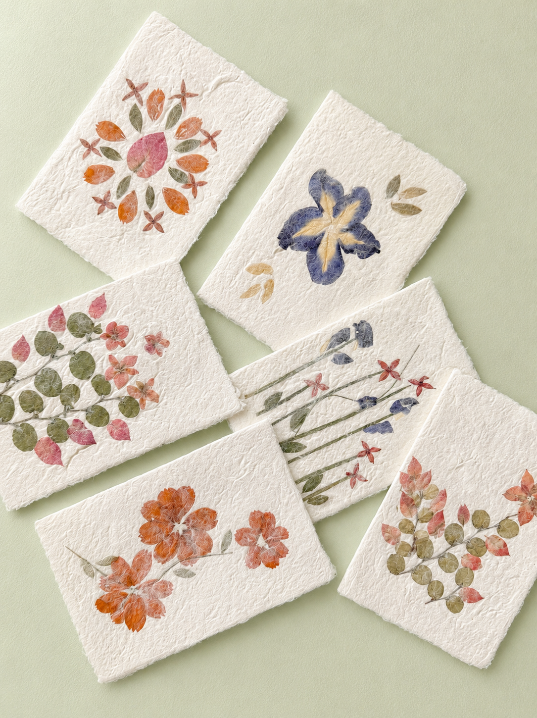 Mulberry Paper Notecards w/ Real Flowers and Frayed Edges