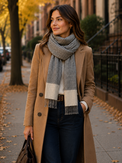 Handwoven Cotton Scarves in "Houndstooth" pattern, from Cambodia