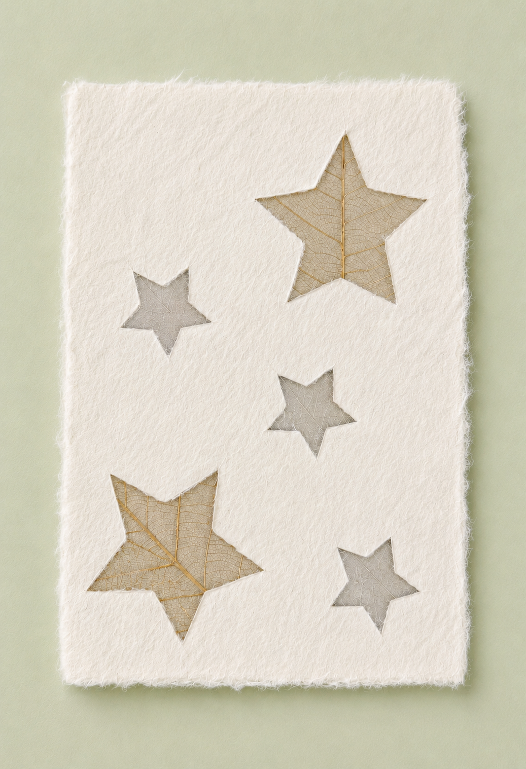 Mulberry Paper Notecards w/ Dyed Leaves and Frayed Edges