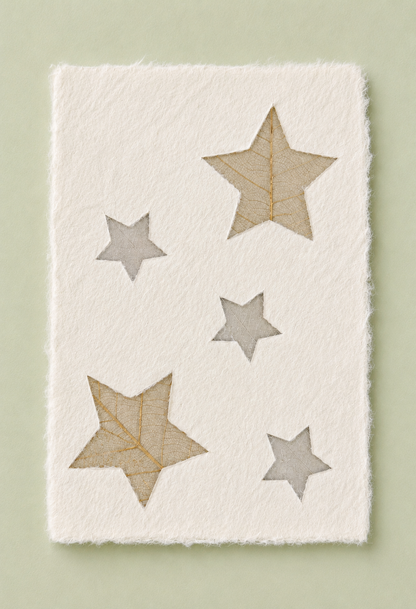 Mulberry Paper Notecards w/ Dyed Leaves and Frayed Edges