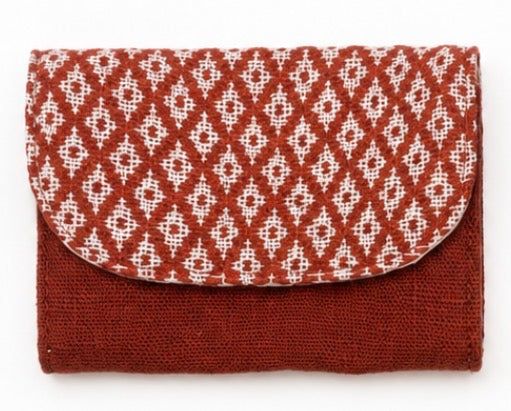 “Chie” Card Holder, handwoven cotton w/ small diamonds pattern