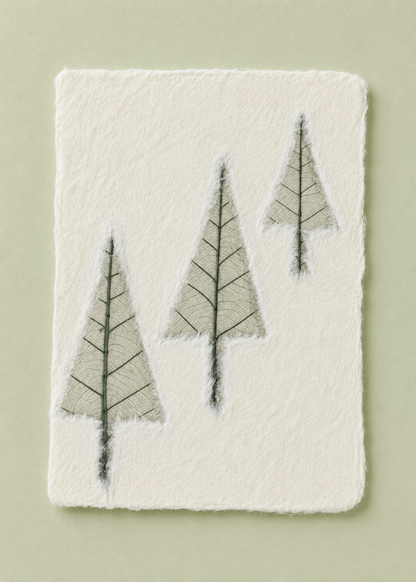 Mulberry Paper Notecards w/ Dyed Leaves and Frayed Edges