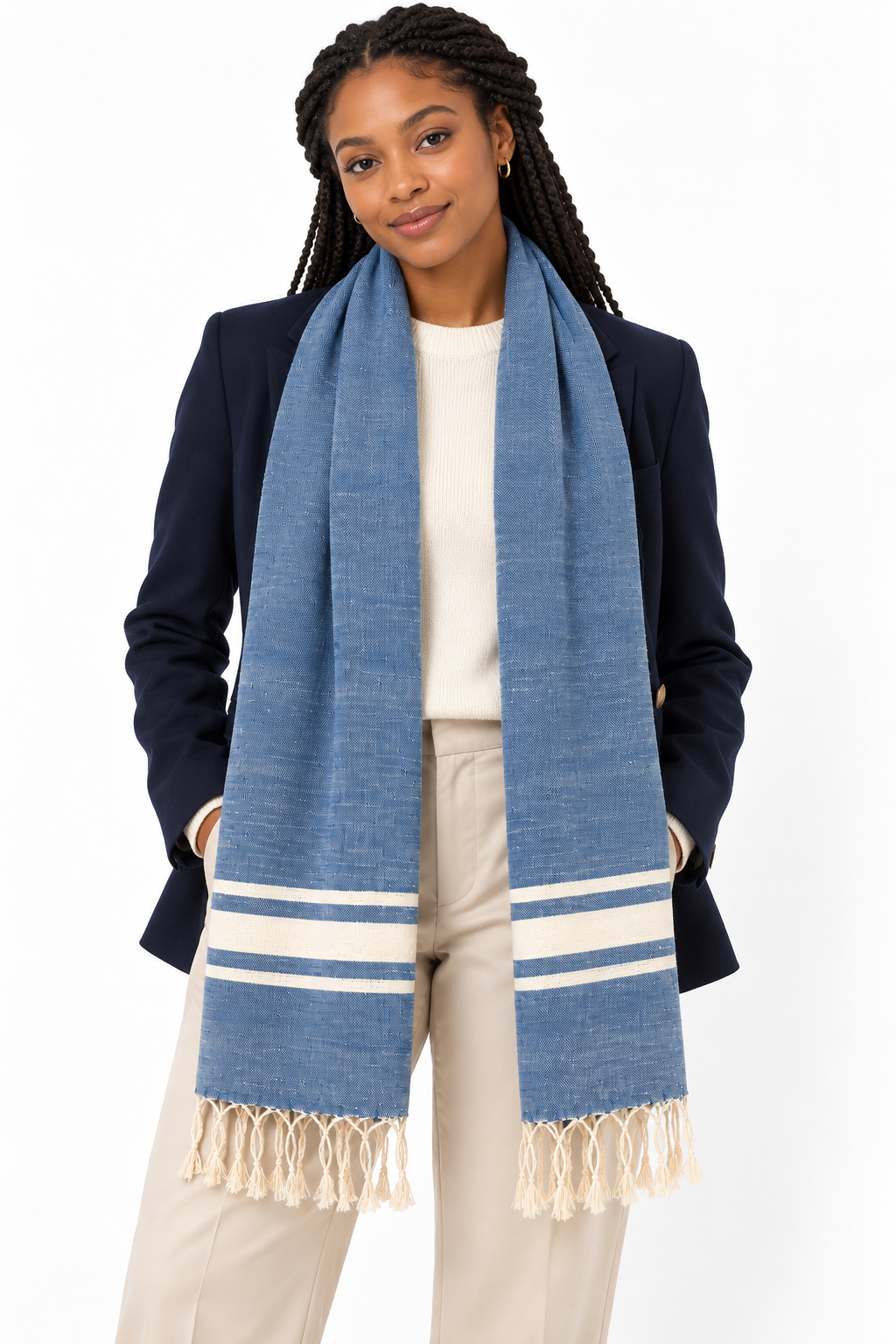 "Cambridge" Cotton Scarves in 3 colors, 62" x 30", handwoven in Laos