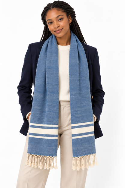 "Cambridge" Cotton Scarves in 3 colors, 62" x 30", handwoven in Laos