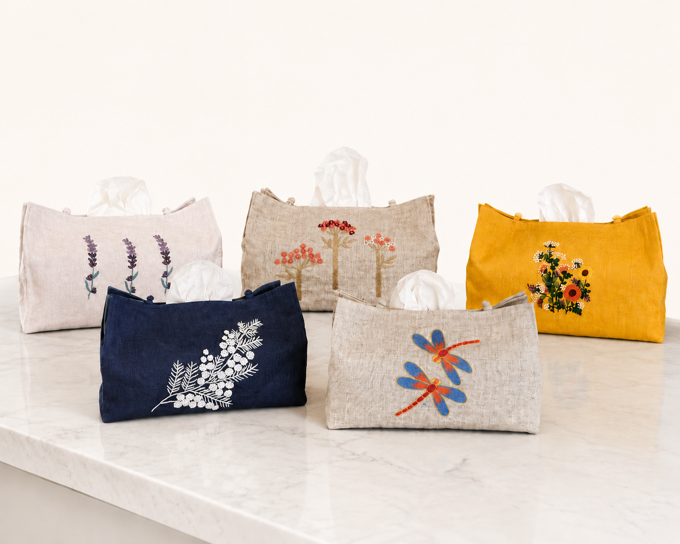 Tissue Box Covers for RECTANGLE boxes, NEW! hand embroidered linen