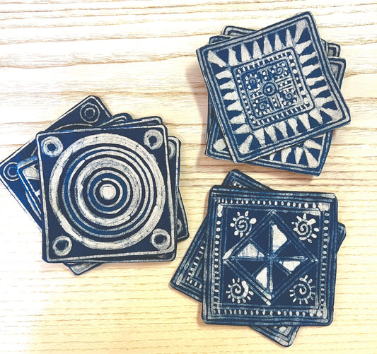 Batik Cotton Coasters, assorted patterns, by the Hmong of Vietnam