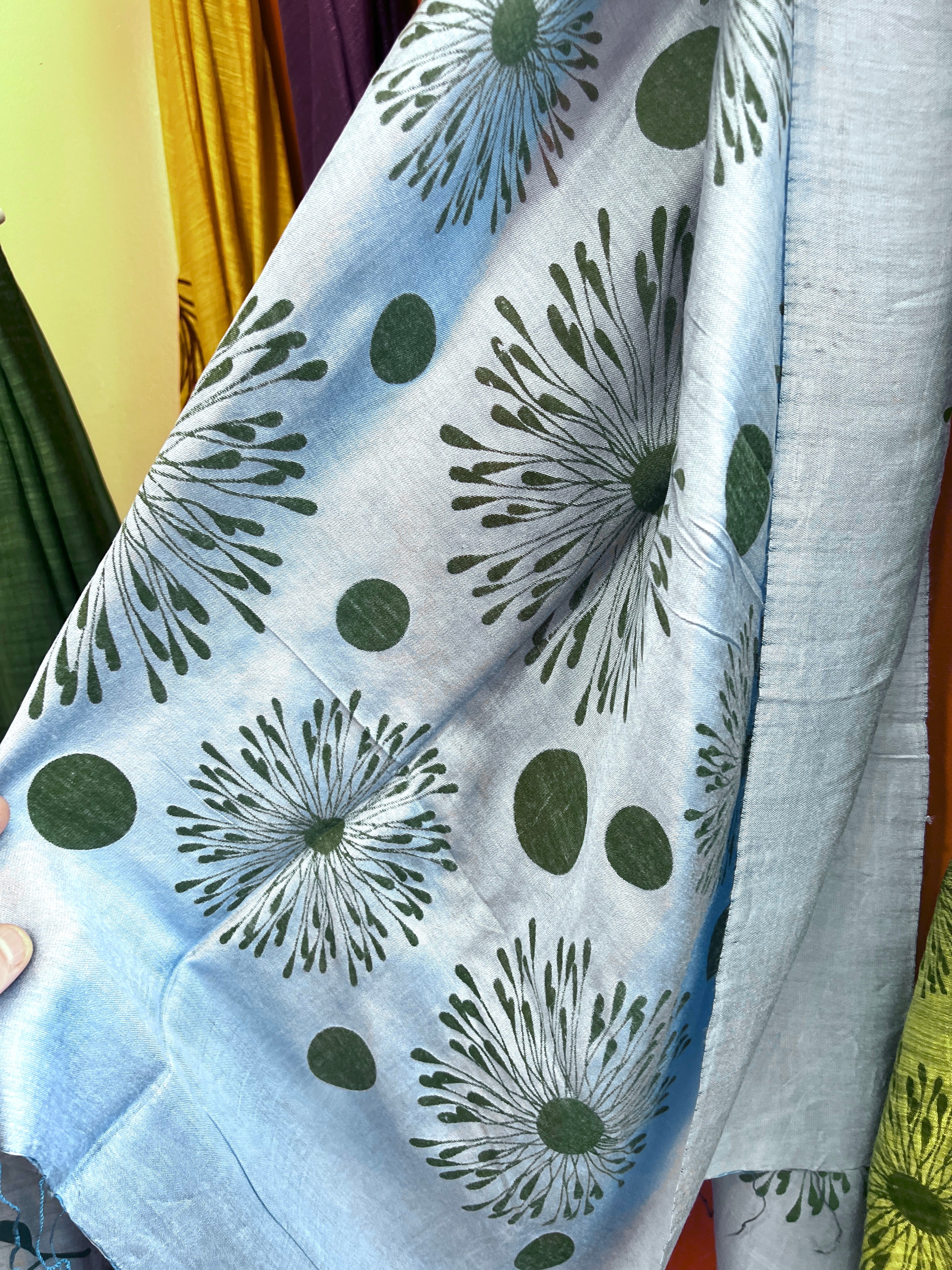 NEW! Silk Blend Scarves in 12! colors and patterns, screen printed by hand