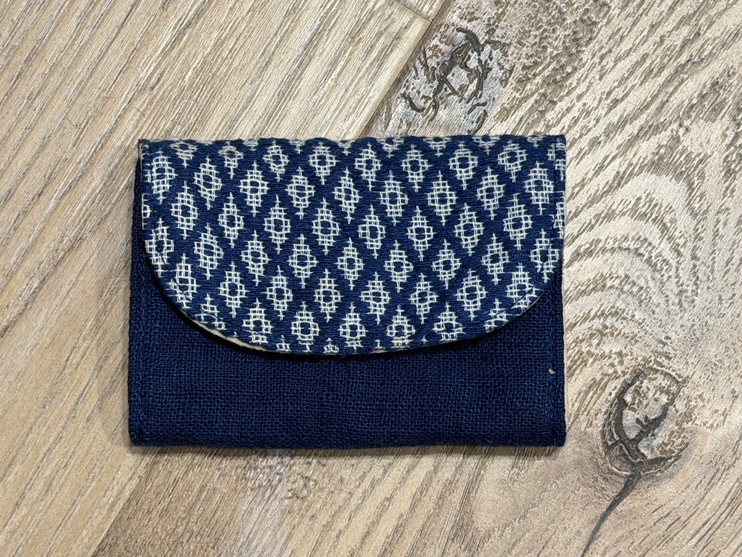 “Chie” Card Holder, handwoven cotton w/ small diamonds pattern