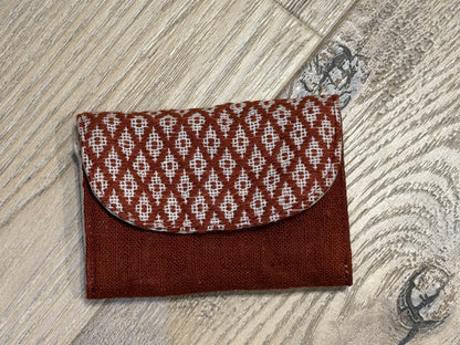 “Chie” Card Holder, handwoven cotton w/ small diamonds pattern