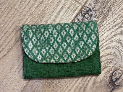 “Chie” Card Holder, handwoven cotton w/ small diamonds pattern