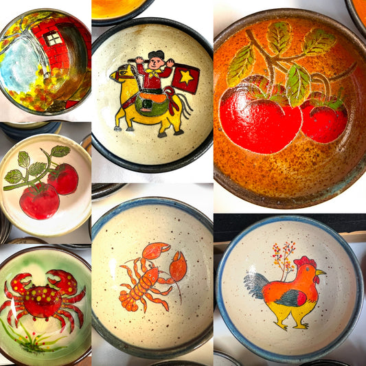 Stoneware Bowls (online only), hand painted in Vietnam ~4" diameter