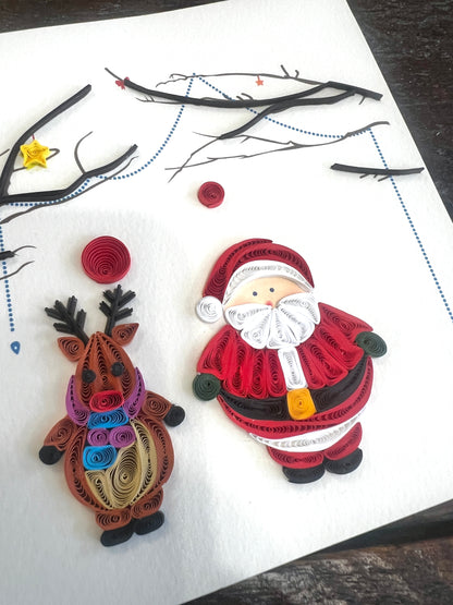 Quilling Cards for Christmas, handmade with strips of paper