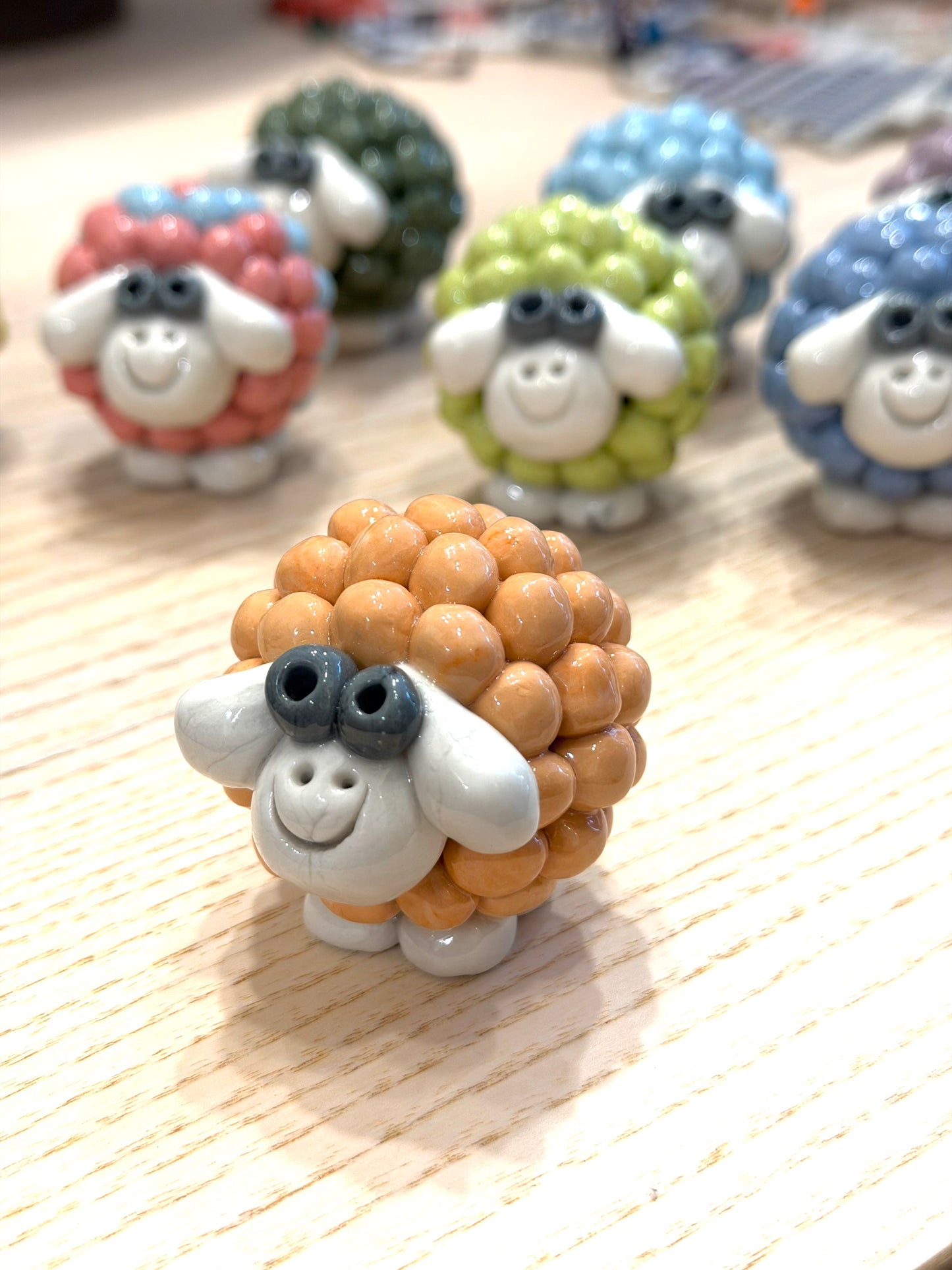 Hand-painted Ceramic Sheep Paperweights, from Bat Trang, Vietnam