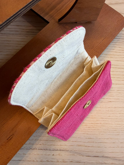 “Chie” Card Holder, handwoven cotton w/ small diamonds pattern