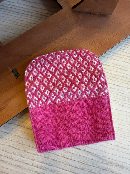“Chie” Card Holder, handwoven cotton w/ small diamonds pattern