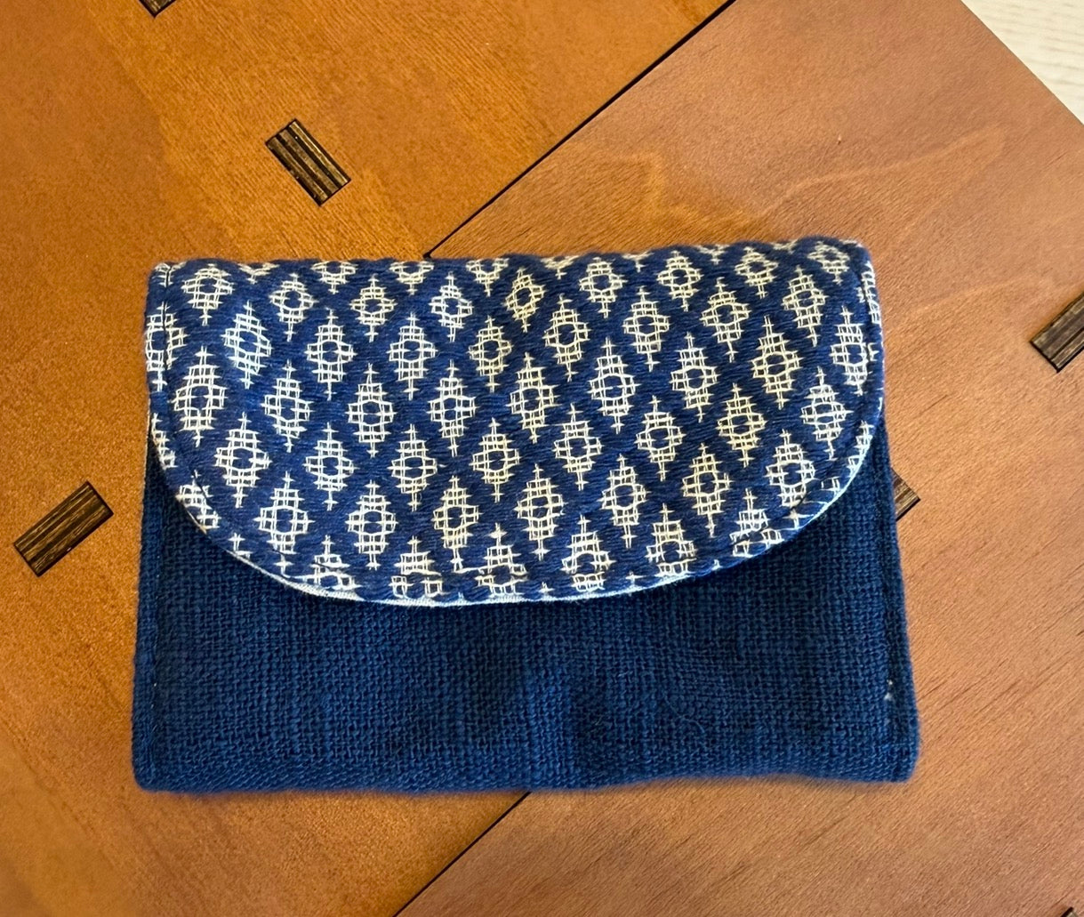 “Chie” Card Holder, handwoven cotton w/ small diamonds pattern