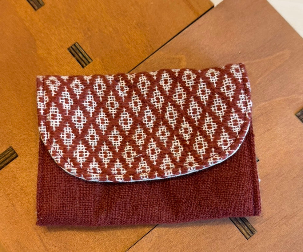 “Chie” Card Holder, handwoven cotton w/ small diamonds pattern