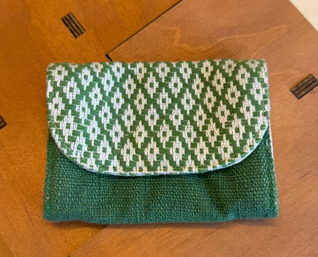 “Chie” Card Holder, handwoven cotton w/ small diamonds pattern