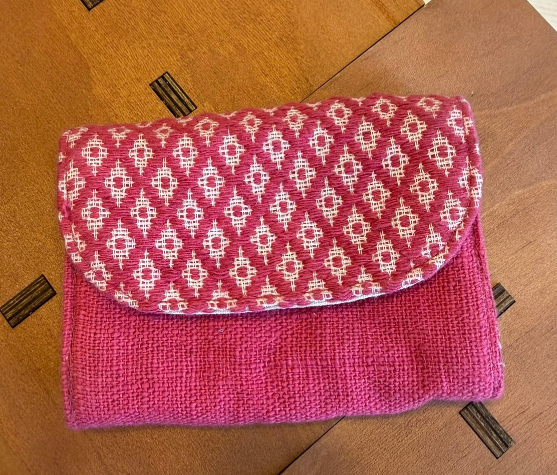 “Chie” Card Holder, handwoven cotton w/ small diamonds pattern