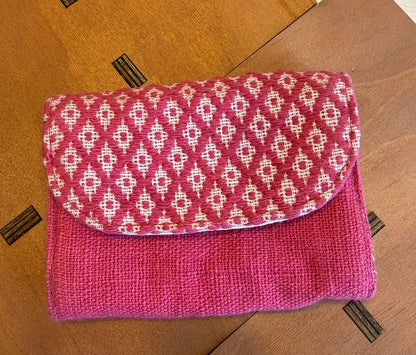 “Chie” Card Holder, handwoven cotton w/ small diamonds pattern