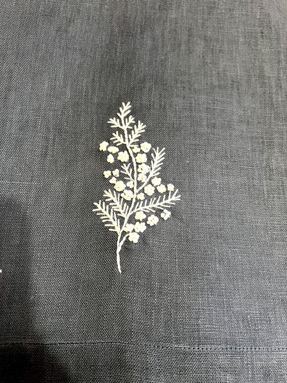 "Botanicals" Hand Towel, hand embroidered linen