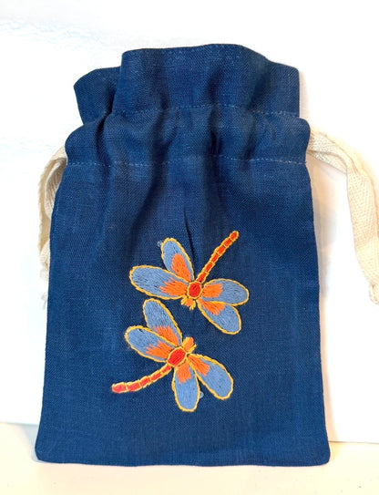 Linen Drawstring Pouches (dried lavender sachet included), 25+ Gorgeous Choices, hand embroidered in Vietnam!