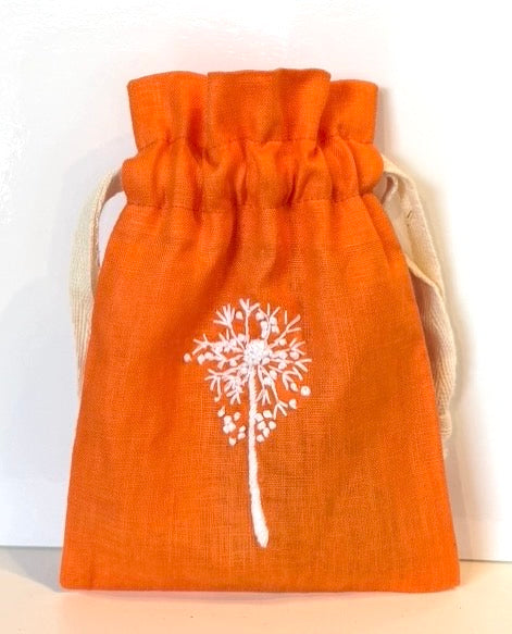 Linen Drawstring Pouches (dried lavender sachet included), 25+ Gorgeous Choices, hand embroidered in Vietnam!