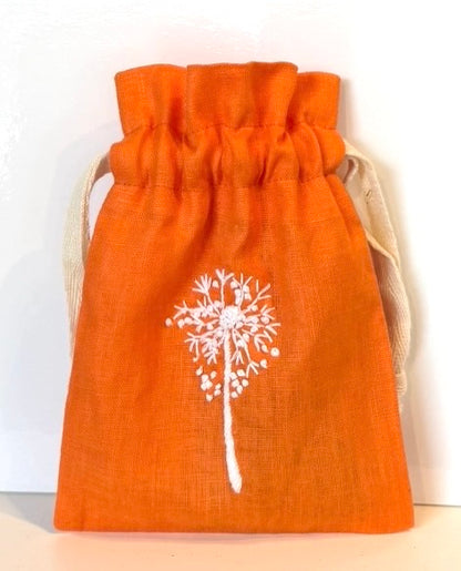 Linen Drawstring Pouches (dried lavender sachet included), 25+ Gorgeous Choices, hand embroidered in Vietnam!