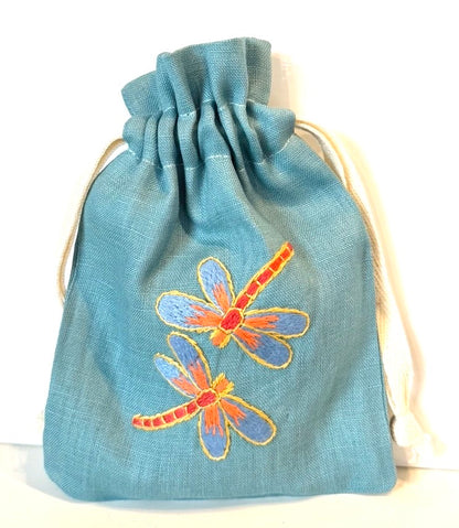 Linen Drawstring Pouches (dried lavender sachet included), 25+ Gorgeous Choices, hand embroidered in Vietnam!