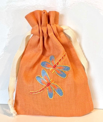 Linen Drawstring Pouches (dried lavender sachet included), 25+ Gorgeous Choices, hand embroidered in Vietnam!