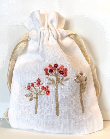 Linen Drawstring Pouches (dried lavender sachet included), 25+ Gorgeous Choices, hand embroidered in Vietnam!