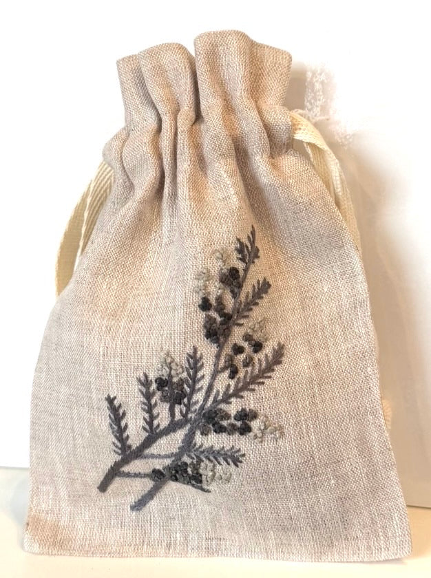 Linen Drawstring Pouches (dried lavender sachet included), 25+ Gorgeous Choices, hand embroidered in Vietnam!