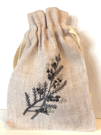 Linen Drawstring Pouches (dried lavender sachet included), 25+ Gorgeous Choices, hand embroidered in Vietnam!