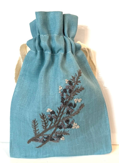 Linen Drawstring Pouches (dried lavender sachet included), 25+ Gorgeous Choices, hand embroidered in Vietnam!