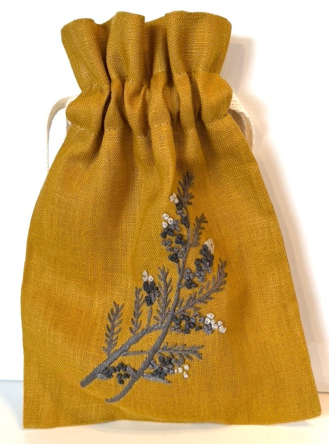 Linen Drawstring Pouches (dried lavender sachet included), 25+ Gorgeous Choices, hand embroidered in Vietnam!