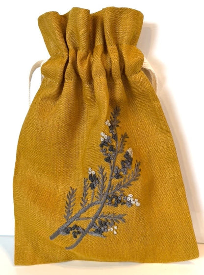Linen Drawstring Pouches (dried lavender sachet included), 25+ Gorgeous Choices, hand embroidered in Vietnam!