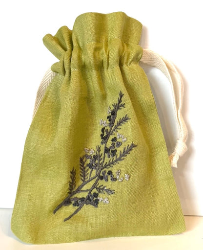 Linen Drawstring Pouches (dried lavender sachet included), 25+ Gorgeous Choices, hand embroidered in Vietnam!