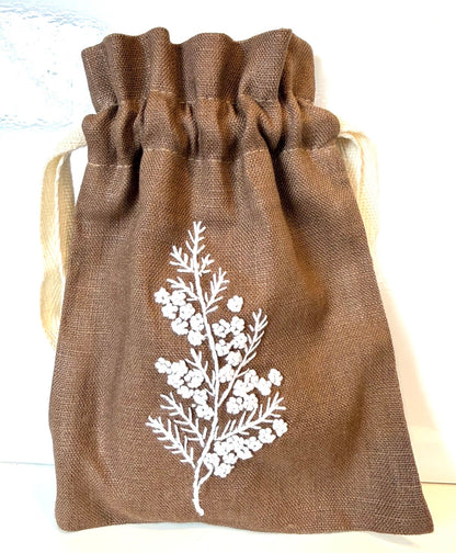 Linen Drawstring Pouches (dried lavender sachet included), 25+ Gorgeous Choices, hand embroidered in Vietnam!